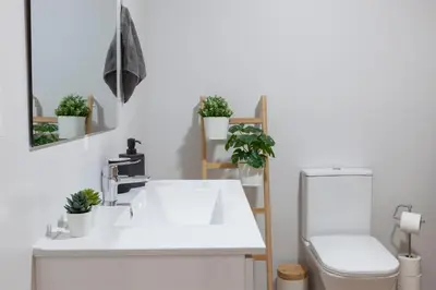 a bathroom with a sink and a toilet at Digital Nomad Retreat 2 -Great Location Near Metro in Valencia