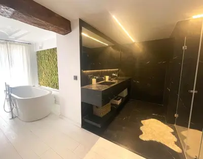 a bathroom with a bath tub and a sink and a bath tub at Valencia Luxury - Boutique El Carmen in Valencia