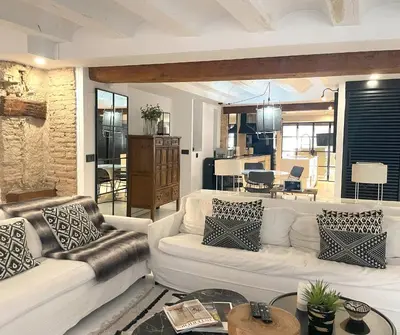 a living room with two white couches and a table at Valencia Luxury - Boutique El Carmen in Valencia