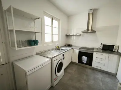 a kitchen with a washing machine and a sink at FLORIT FLATS - The Ausias March Apartment in Valencia