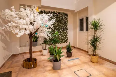a room with potted plants and a tree at Cala Brull - Acogedor apartamento a 10 minutos de la playa in Valencia