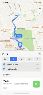 a screenshot of a map of a subway at Casa Las Emilias en La Cañada in Partida de La Cañada