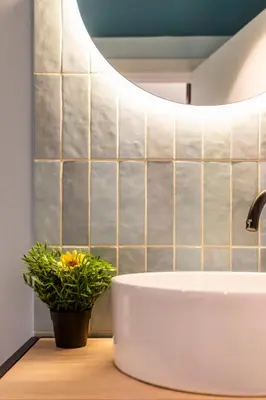 a bathroom with a sink and a plant on a counter at CHARMING LOFT IN RUZAFA, SOHO b2 in Valencia