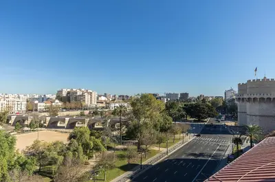 a view of a city from the roof of a building at Blanq Carmen Hotel in Valencia