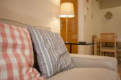 a couch with two pillows on it in a living room at Zerka Ayuntamiento in Valencia