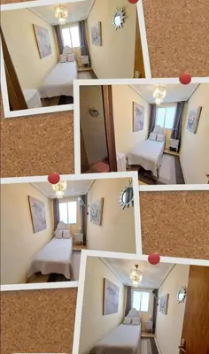 a collage of photos of a room with a bed and a mirror at 3 bedroom Flat with WiFi in Valencia
